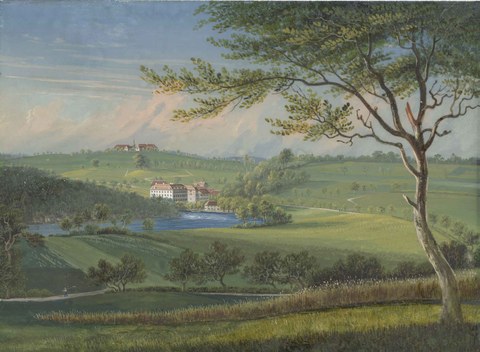 Schloss Reichenbach mit Bühlikofen im Hintergrund. Signatur: Gr.A.1053