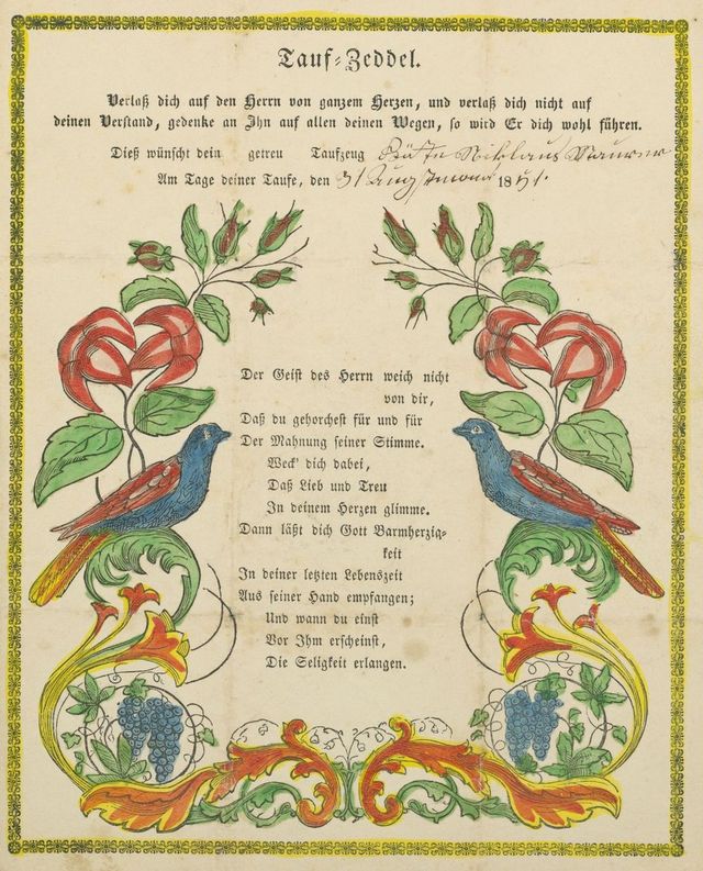 Taufzettel ca. von 1826-1858 aus dem Archiv FA Meyer.