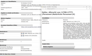 Screenshot der Deskriptorensuche.