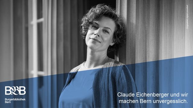 Portraitfoto Claude Eichenberger. Text: Claude Eichenberger und wir machen Bern unvergesslich.