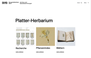 Screenshot der Webseite platter.herbar.ch