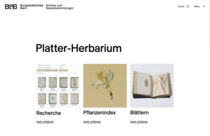 Screenshot der Webseite platter.herbar.ch