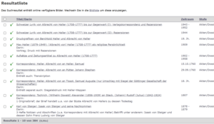 Screenshot der Deskriptorensuche.