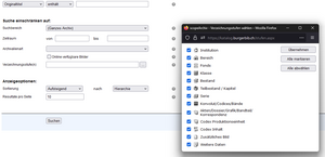Screenshot des Archivkatalogs zeigt die verschiedenen Verzeichnungsstufen.