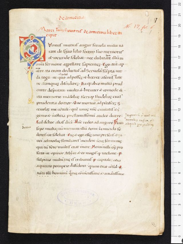 Digitalisat von Ciceros «De amicitia».