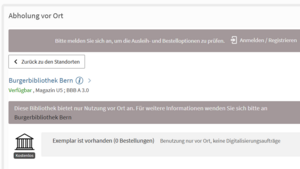 Screenshot des Bibliothekkatalogs.