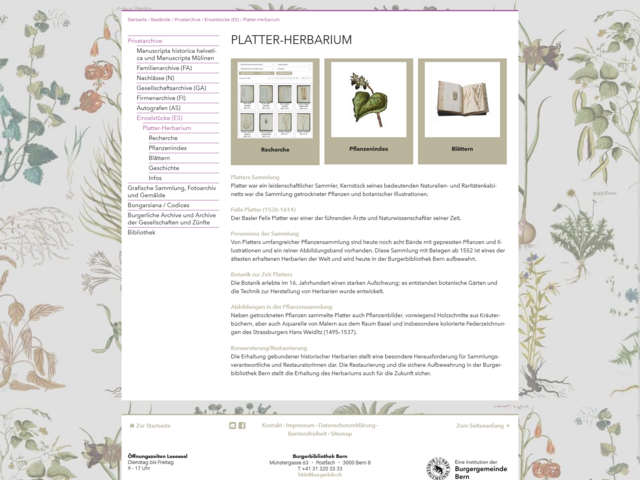 Screenshot der Webseite.