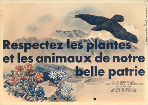 Affiche de la Ligue suisse pour la protection de la nature. Cote: GA SAC 751